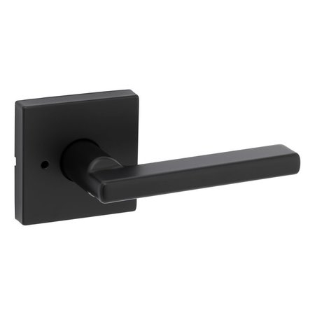 KWIKSET Halifax Lever with Square Rose Privacy Door Lock with 6AL Latch and RCS Strike Matte Black Finish 730HFLSQT-514